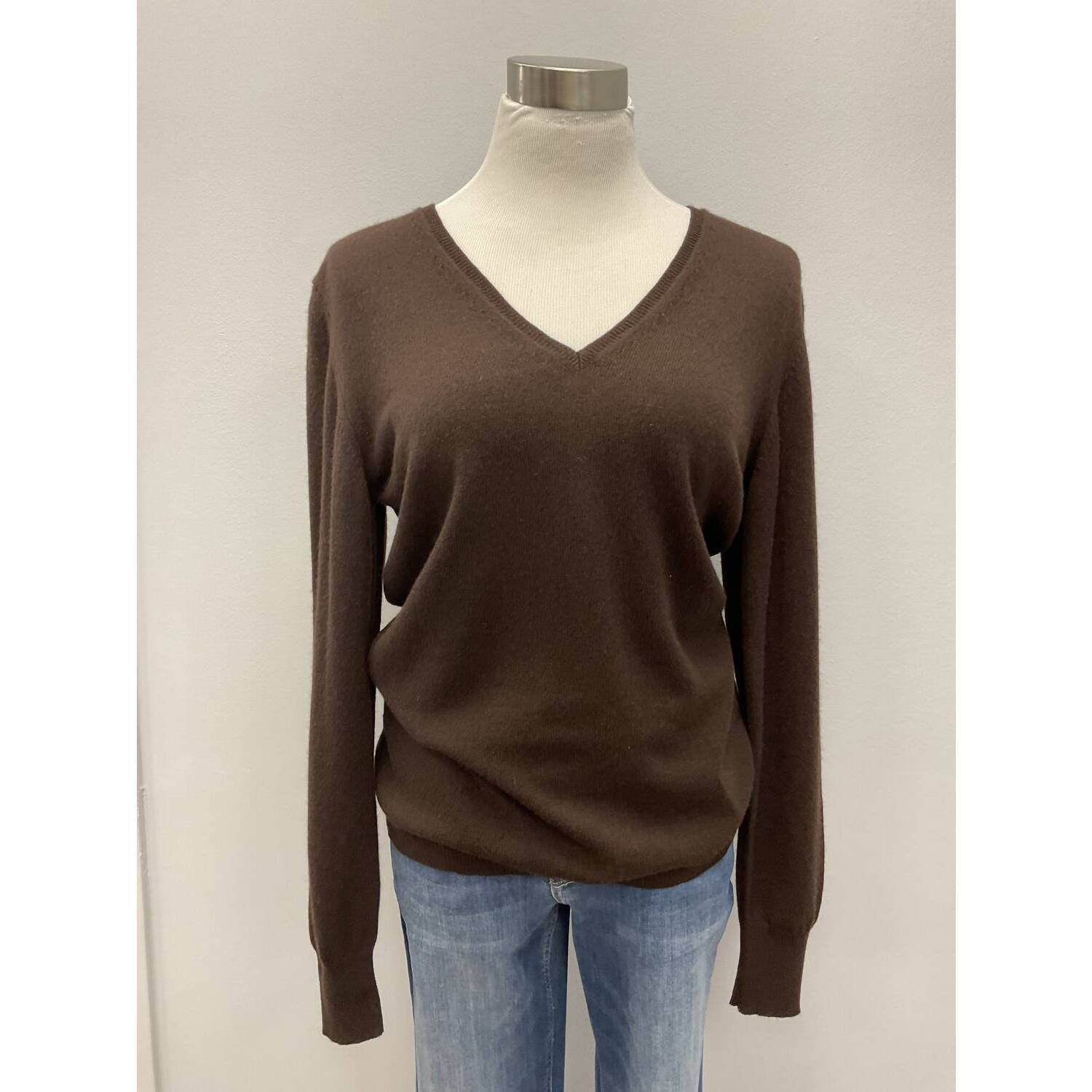 New Misternic V-Neck Cashmere Sweater In Chocolate